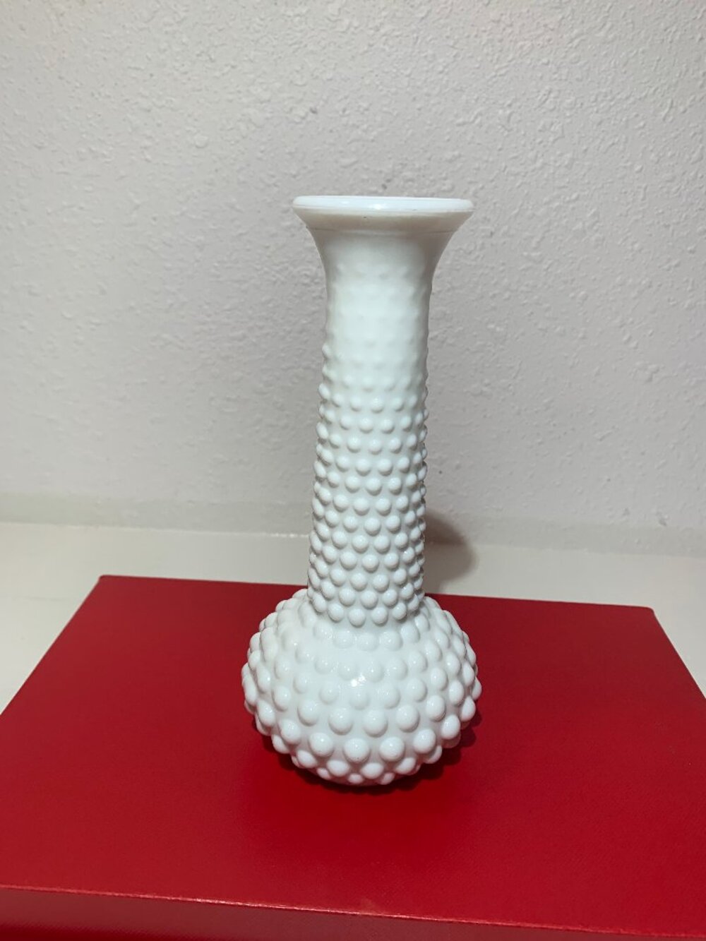 Hobnail White Milk Glass Vase made by E.O. Brody Co.